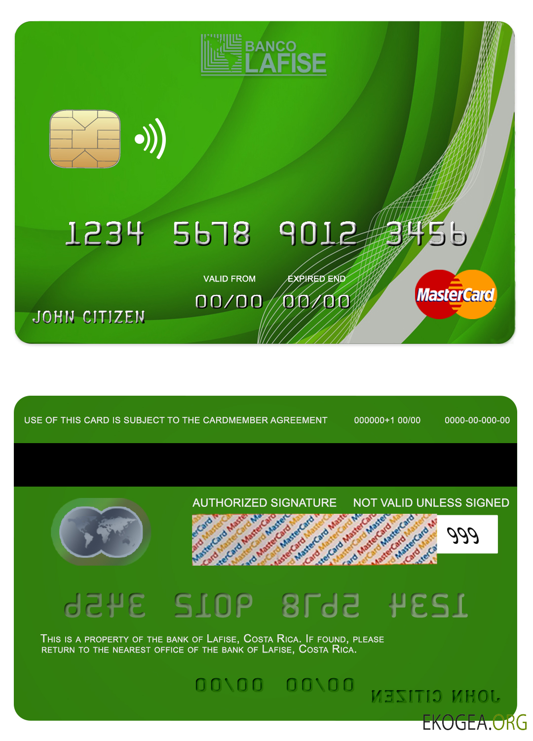 Carte Mastercard de la banque Lafise du Costa Rica
